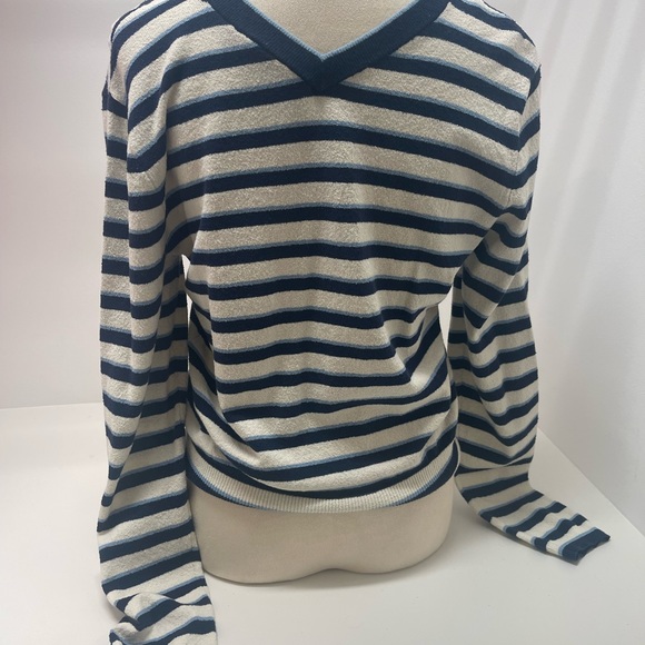 Veronica Beard Jeans Sweater size small. White/navy/light blue stripe - Picture 3 of 5
